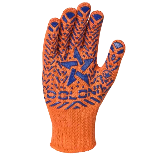 Рукавиці трикотажні помаранчеві з ПВХ